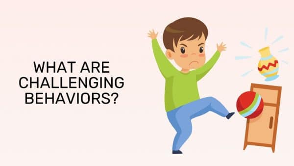challenging behaviors. A title graphic from Goally's pinterest with texts that read, "What are challenging behaviors?"