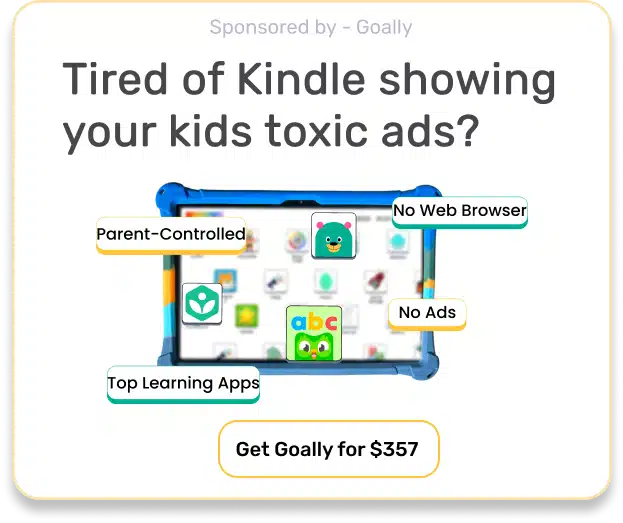 A Goally ad that says "tired of your kids seeing toxic ads?"