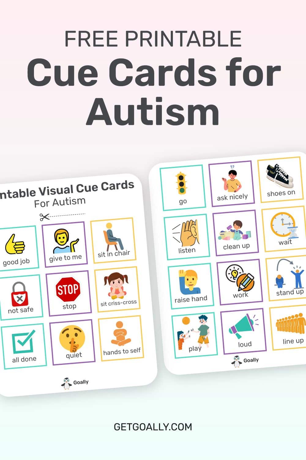 Behavior Reminder Free Printable Visual Cue Cards For Autism