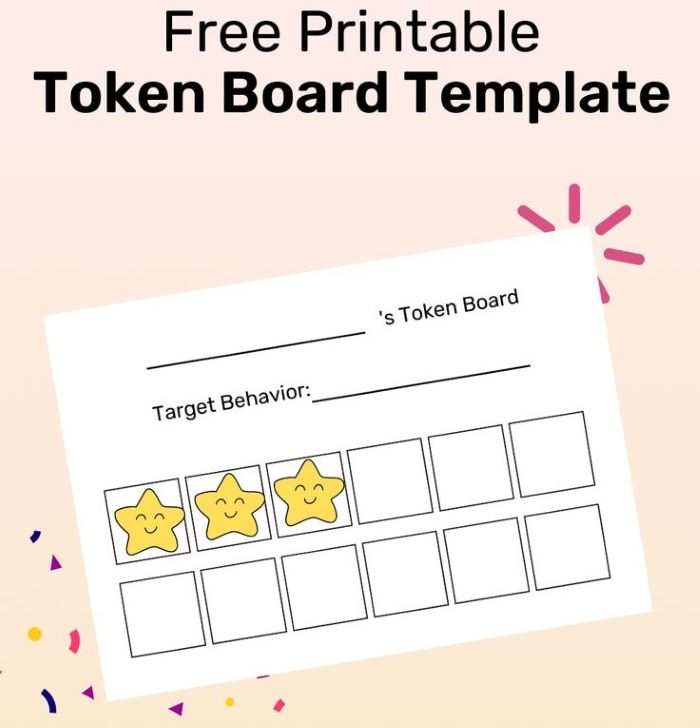 token board template. Image showing a free printable token board template with an example.