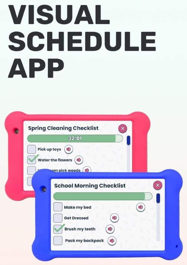 visual schedules promote independence. A visual showing Visual Schedule App with Goally apps.