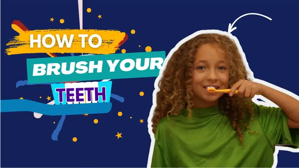 Best tablet for kids: Thumbnail for Goally's goal mine video classes presenting a child brushing teeth with a purple backdrop and the words 'HOW TO BRUSH YOUR TEETH' displayed prominently.