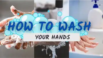 Best tablet for kids: Thumbnail depicting hands being washed under a tap for a Goally's goal mine video class, titled 'HOW TO WASH YOUR HANDS
