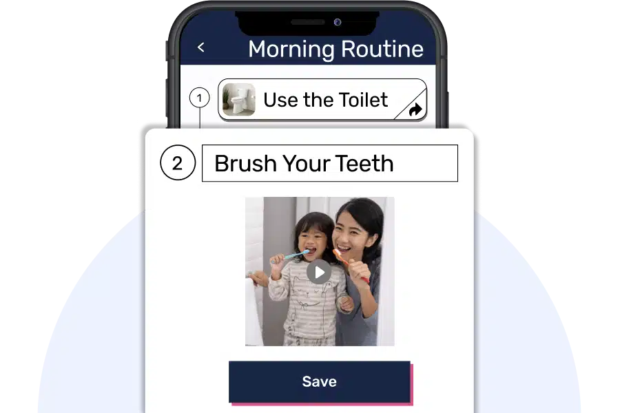 Step-by-step morning routine setup in a visual schedule app for simplifying daily tasks