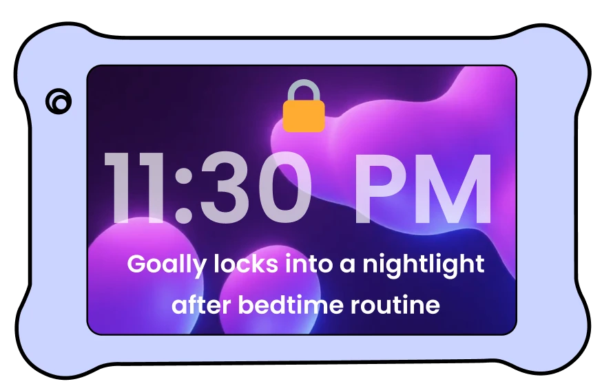 CoPilot app's nightlight feature lock screen, part of the visual schedule app by Goally, facilitating a seamless bedtime routine for users